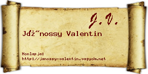 Jánossy Valentin névjegykártya
